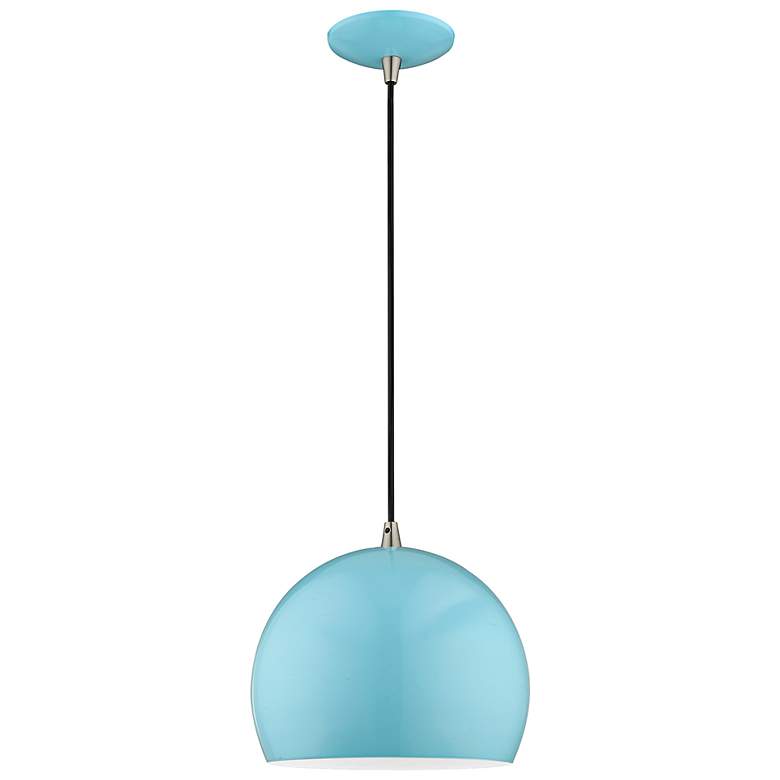 Image 5 Piedmont 10" Wide Shiny Baby Blue Dome Mini Pendant more views