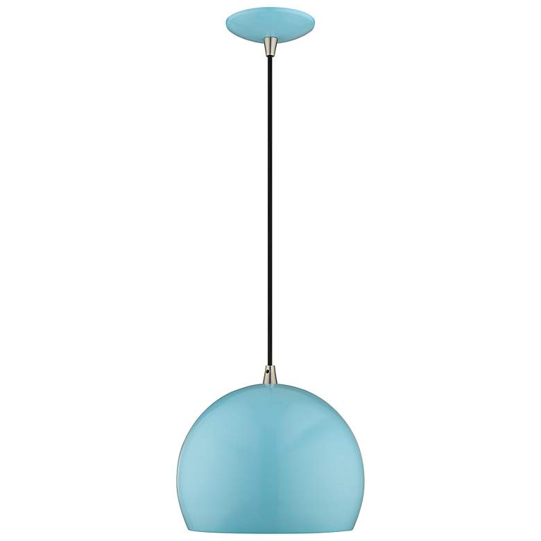 Image 6 Piedmont 10" Wide Shiny Baby Blue Dome Mini Pendant more views