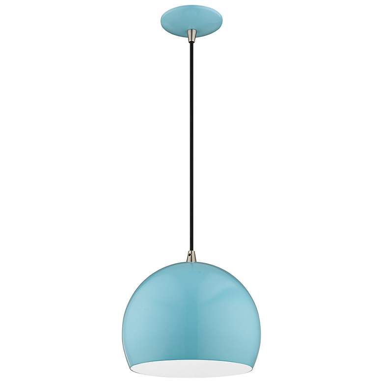 Image 7 Piedmont 10" Wide Shiny Baby Blue Dome Mini Pendant more views