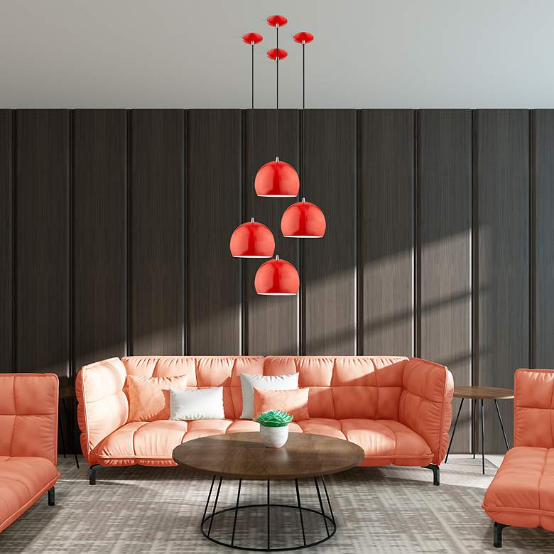 Image 4 Piedmont 10" Wide Shiny Red Dome Mini Pendant more views