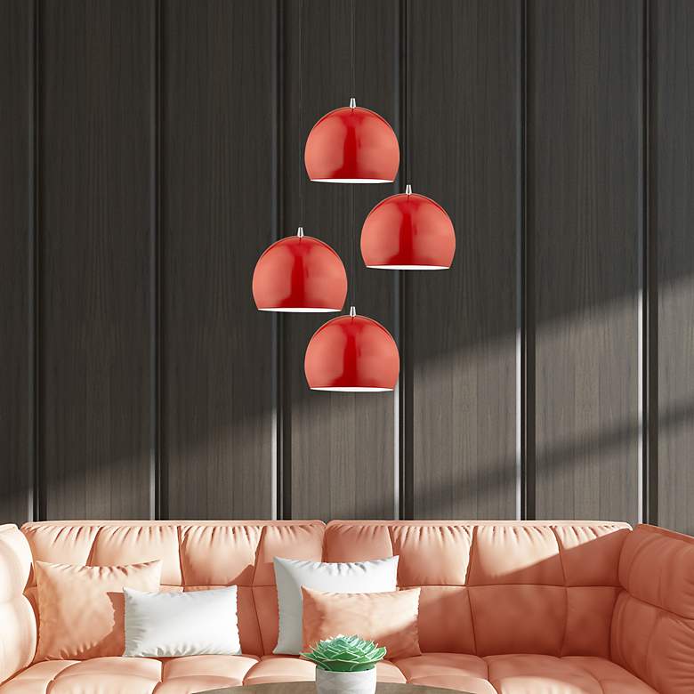 Image 5 Piedmont 10" Wide Shiny Red Dome Mini Pendant more views