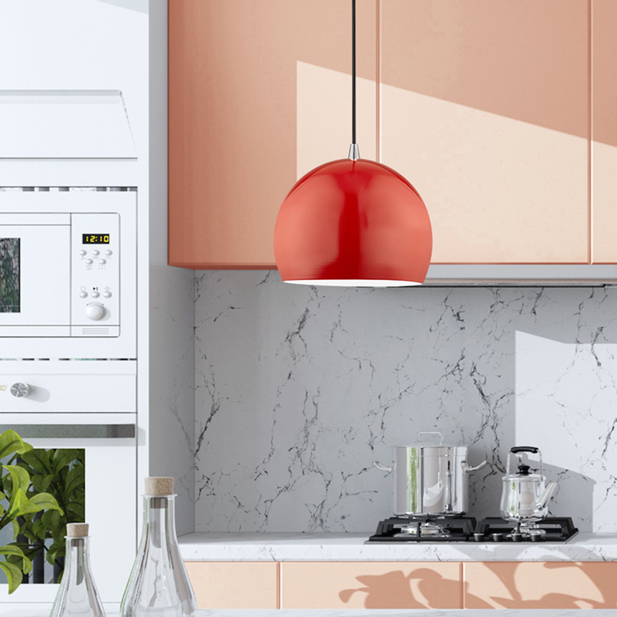 Piedmont 10" Wide Shiny Red Dome Mini Pendant