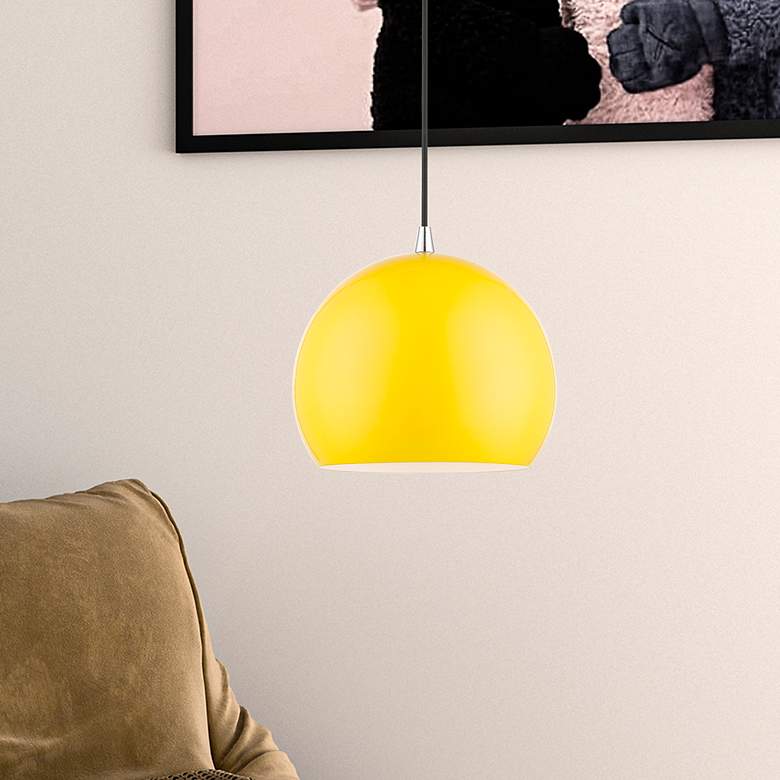 Image 1 Piedmont 10" Wide Shiny Yellow Dome Mini Pendant