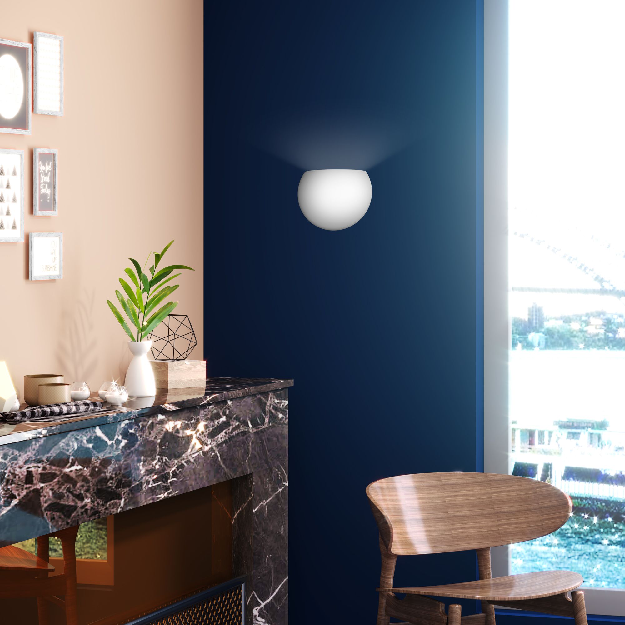 Piedmont 7 3/4" High White Half-Moon Wall Sconce