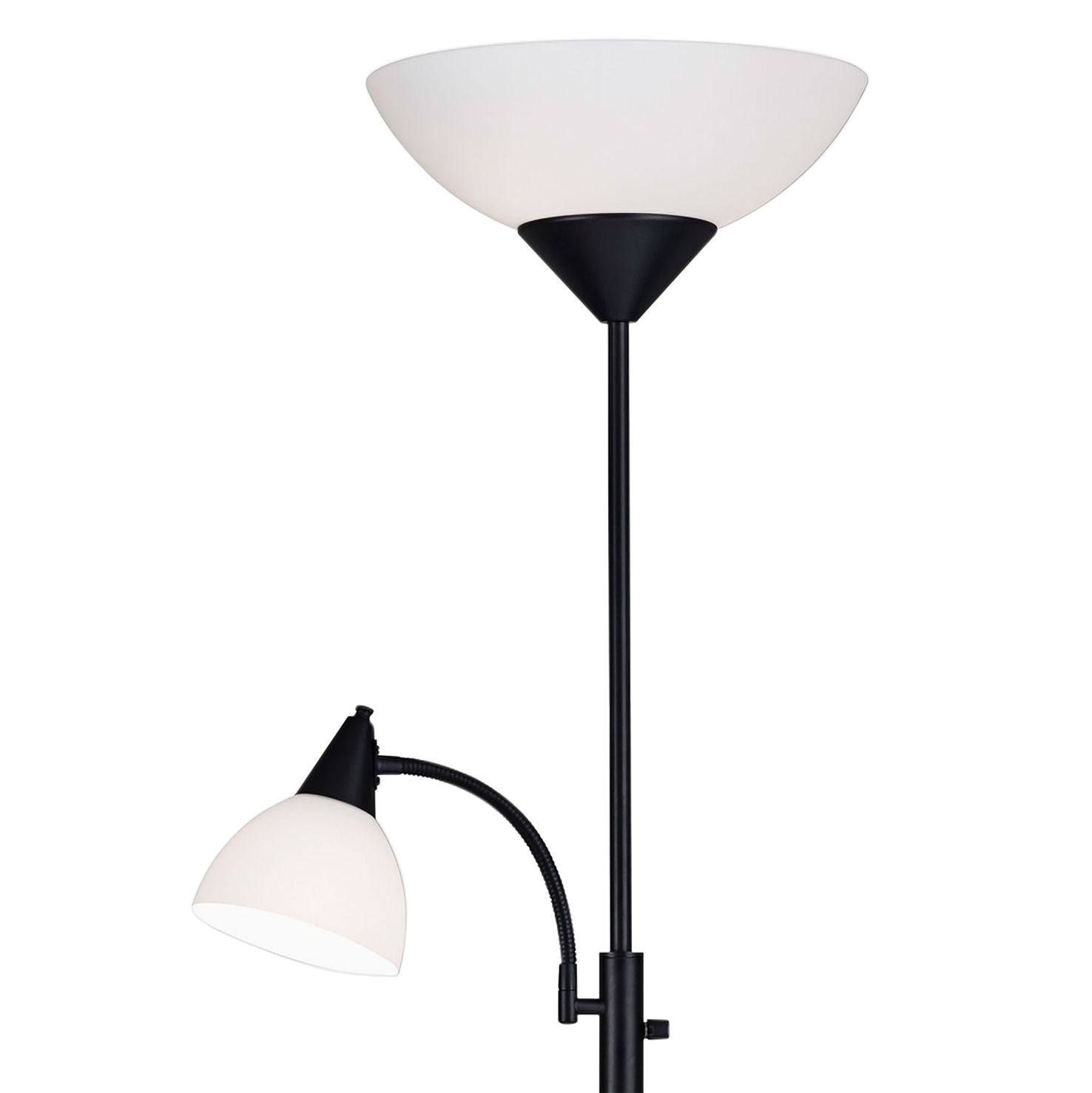 black torchiere floor lamp with reading light