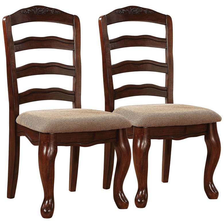 Image 1 Pienne Dark Walnut Wood Ladder Back Side Chairs Set of 2