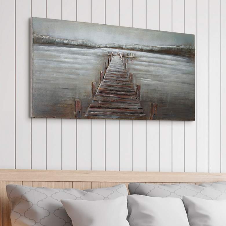 Image 2 Pier 48" Wide Mixed Media Metal Dimensional Wall Art