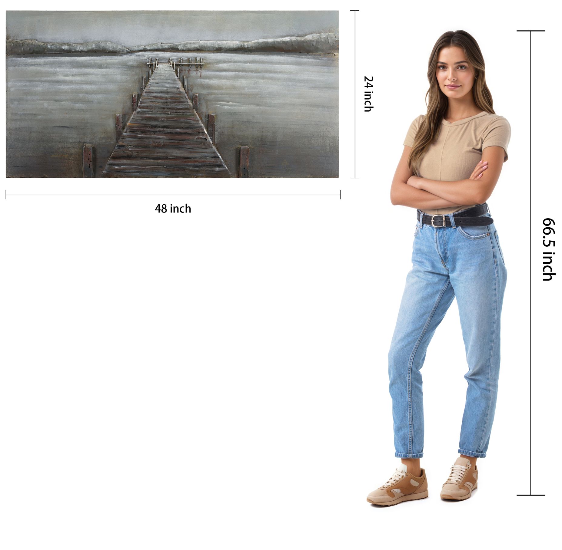 Pier 48" Wide Mixed Media Metal Dimensional Wall Art in scene