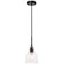 Pierce 1 Lt Black And Clear Seeded Glass Pendant