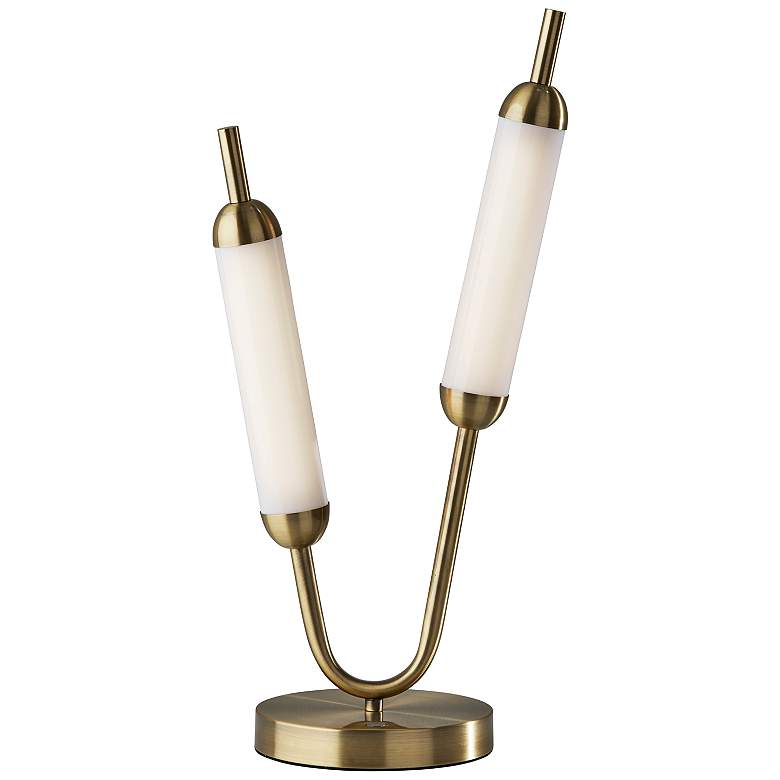 Image 1 Pierce Antique Brass Metal 2-Light LED Accent Table Lamp