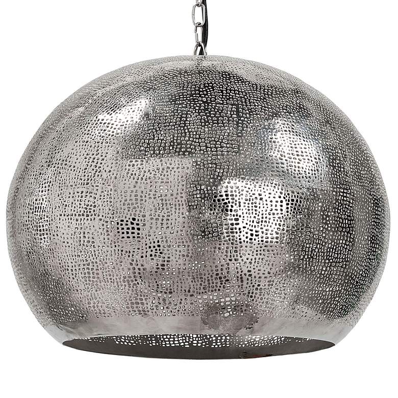 Image 4 Pierced 18" Wide Polished Nickel Sphere Pendant Light more views