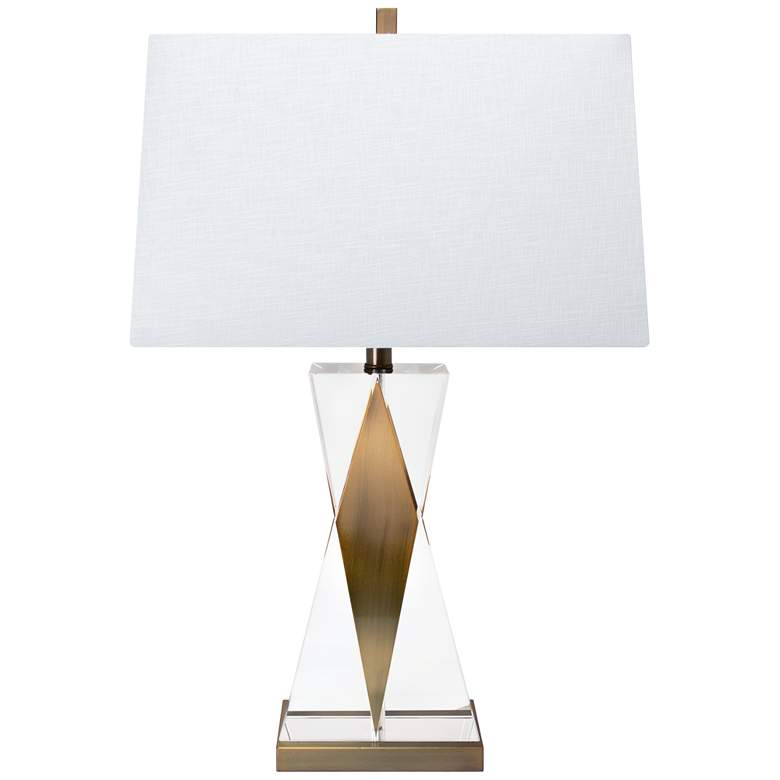 Image 1 Pierpont Brass and Clear Crystal Hourglass Accent Table Lamp