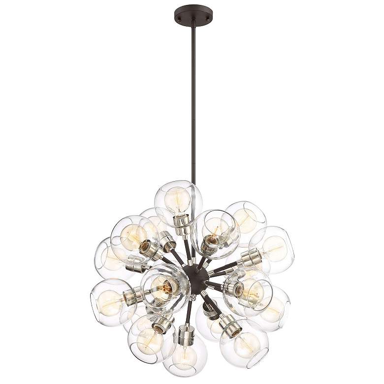 Image 1 Pierre 18-Light 24 In Polished Nickel Matte Black Globe Sputnik Chandelier
