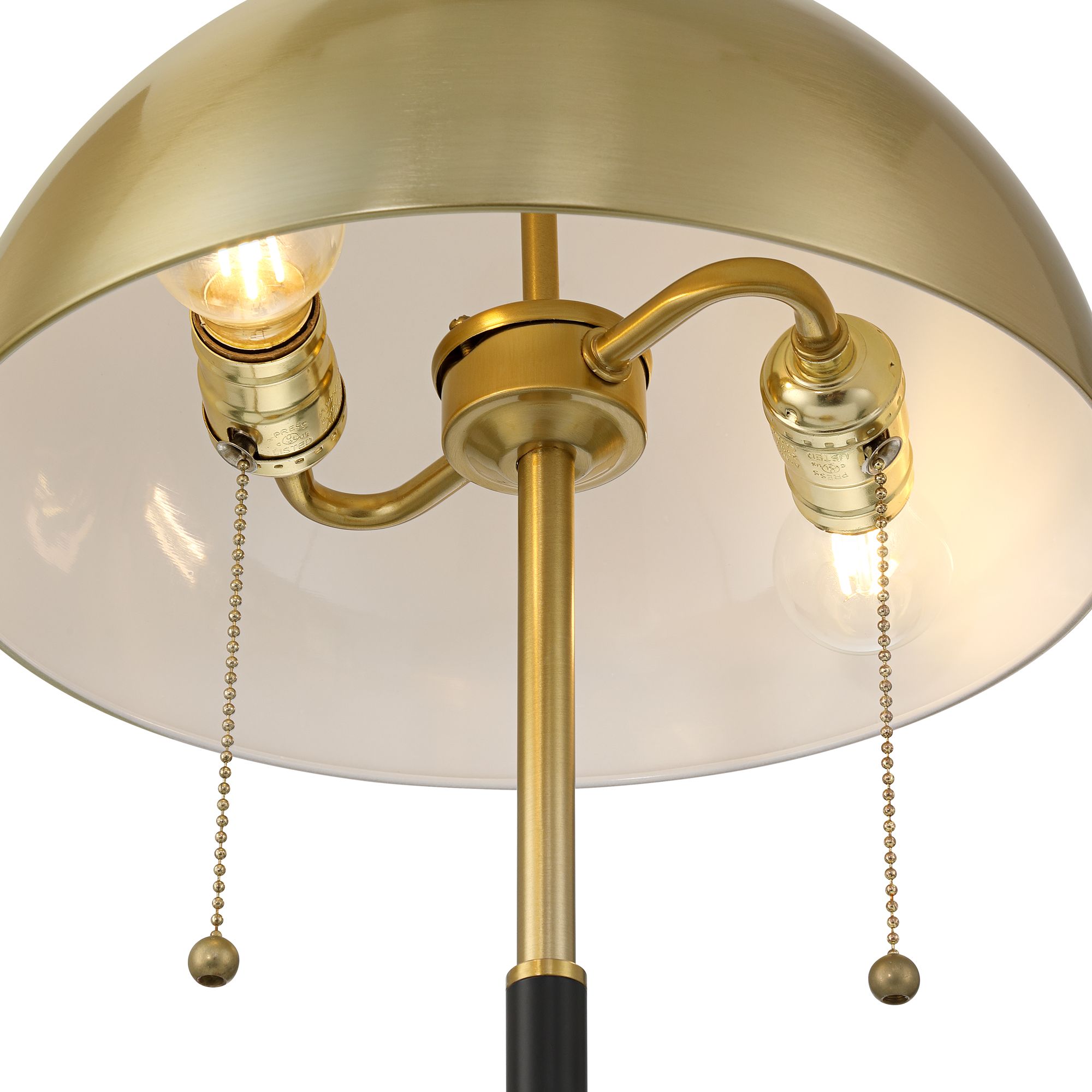Image 7 Pierre 23"H Gold Black Metal Dome Pull Chain USB Table Lamp Set of 2 more views
