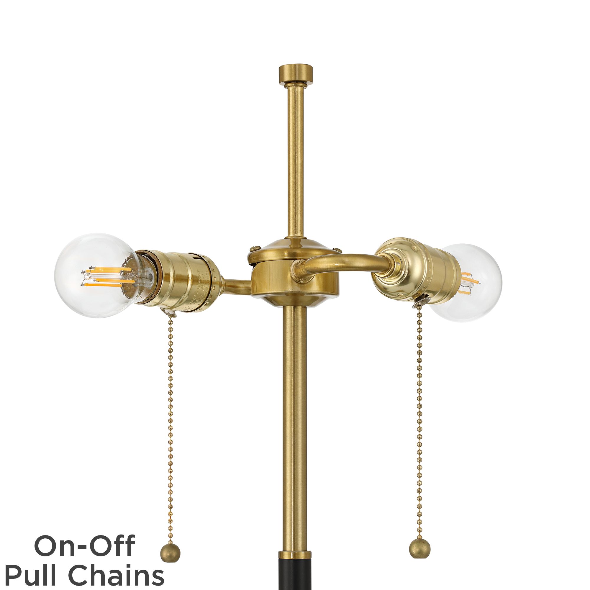 Pierre 23"H Gold Black Metal Dome Pull Chain USB Table Lamp Set of 2