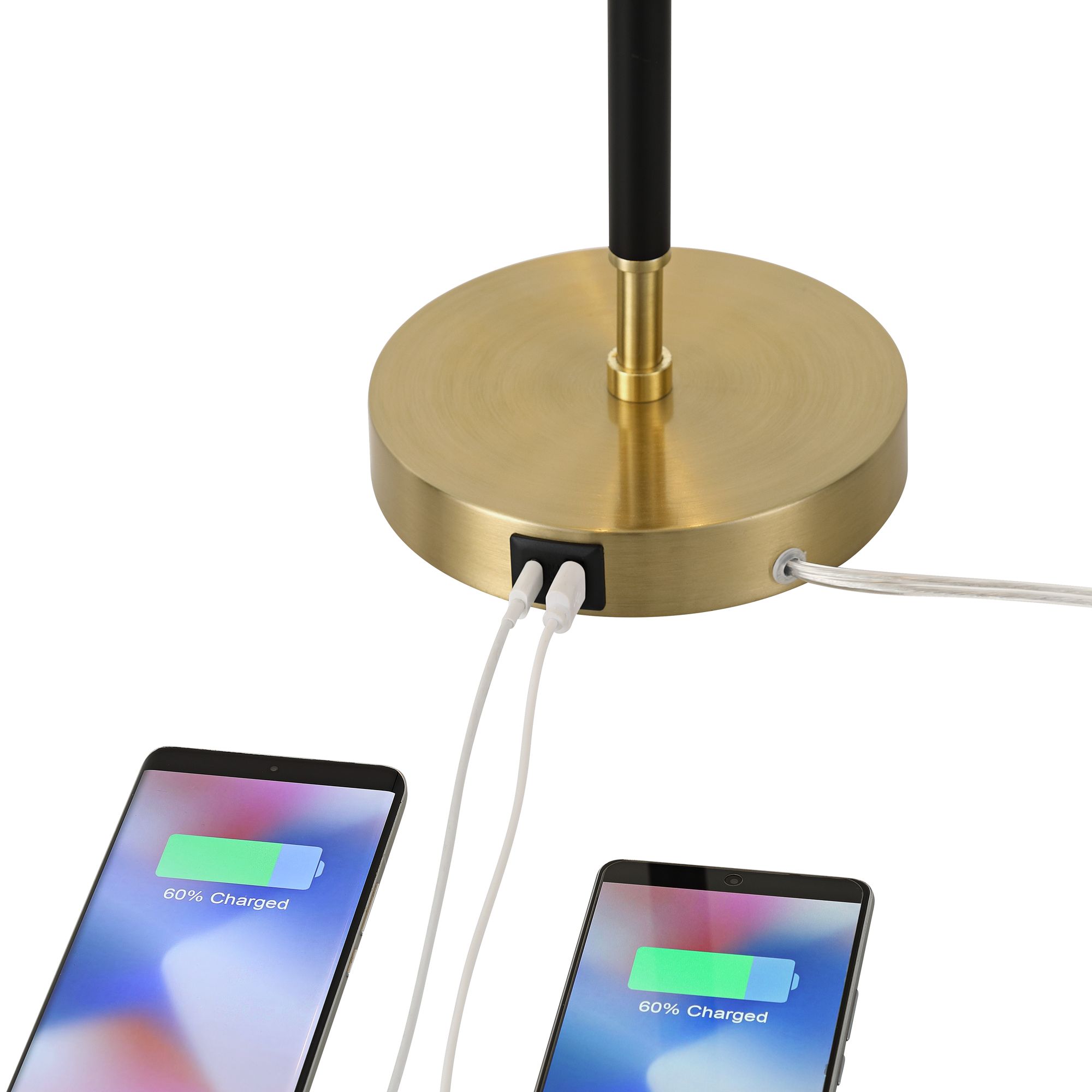 Image 3 Pierre 23"H Gold Black Metal Dome Pull Chain USB Table Lamp Set of 2 more views