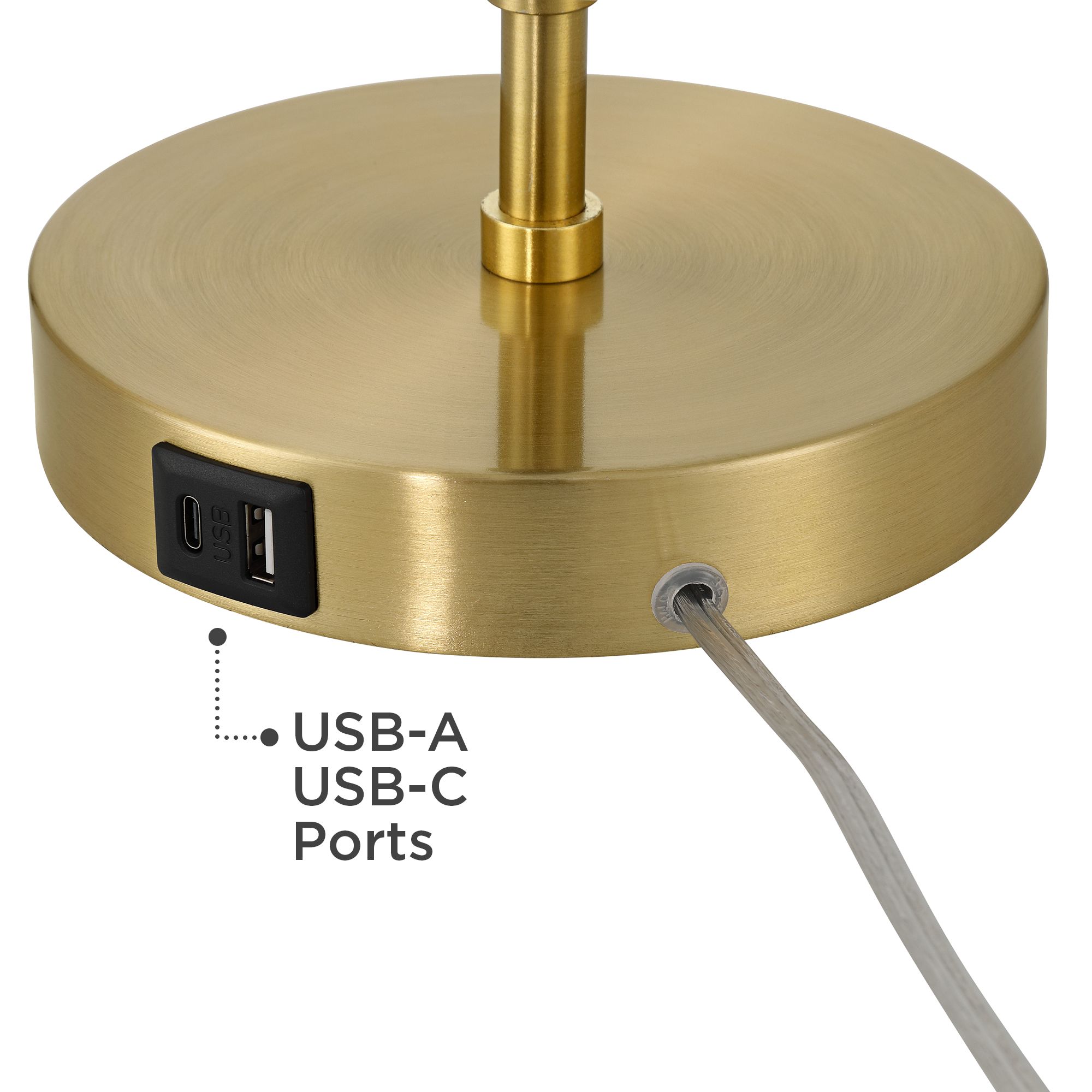 Image 4 Pierre 23"H Gold Black Metal Dome Pull Chain USB Table Lamp Set of 2 more views