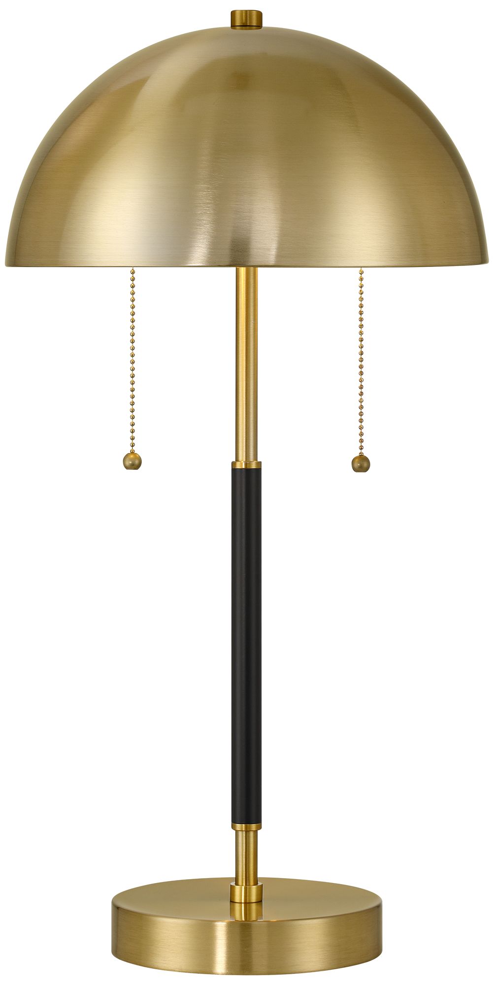 Pierre 23"H Gold Black Metal Dome Pull Chain USB Table Lamp Set of 2
