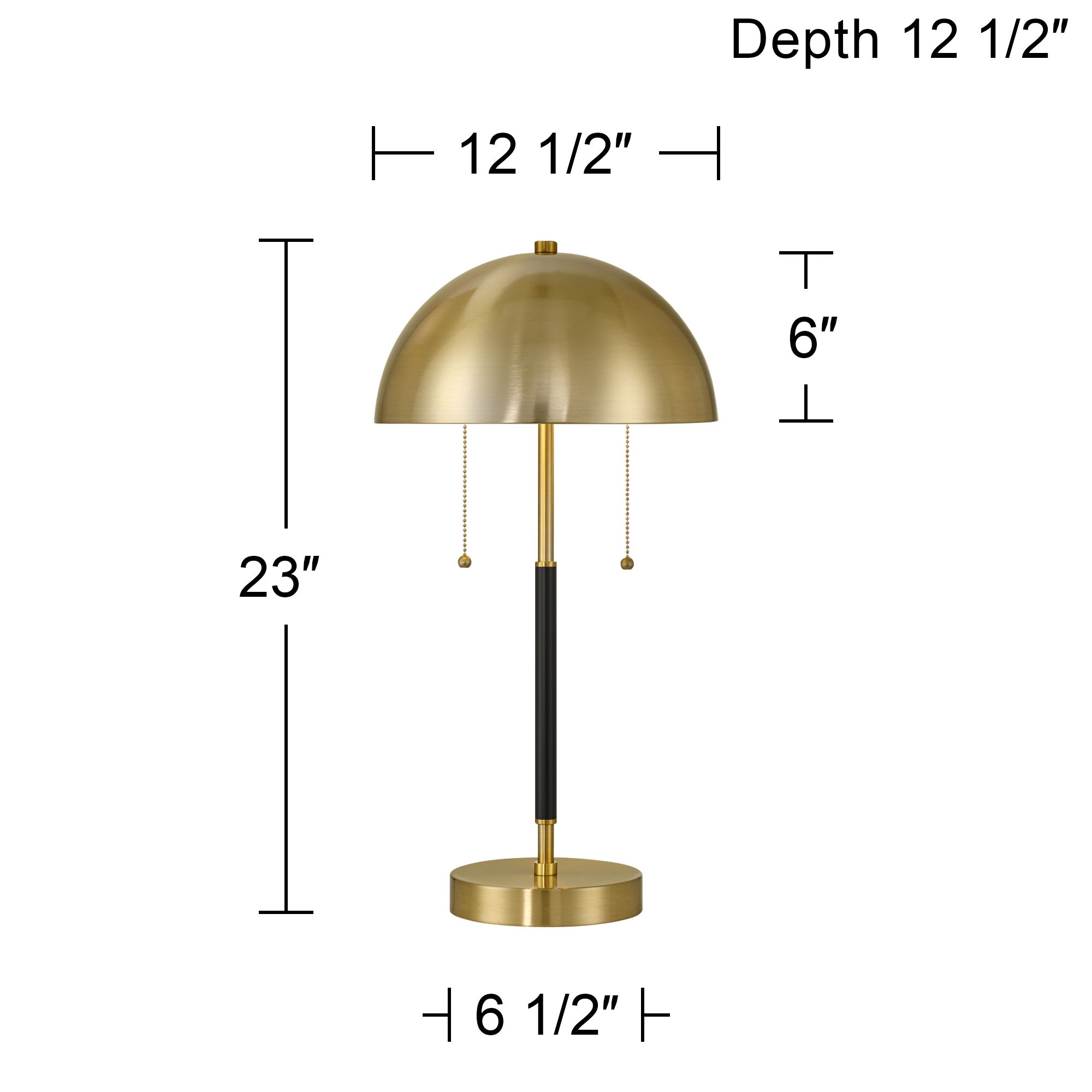 Pierre 23"H Gold Black Metal Dome Pull Chain USB Table Lamp Set of 2