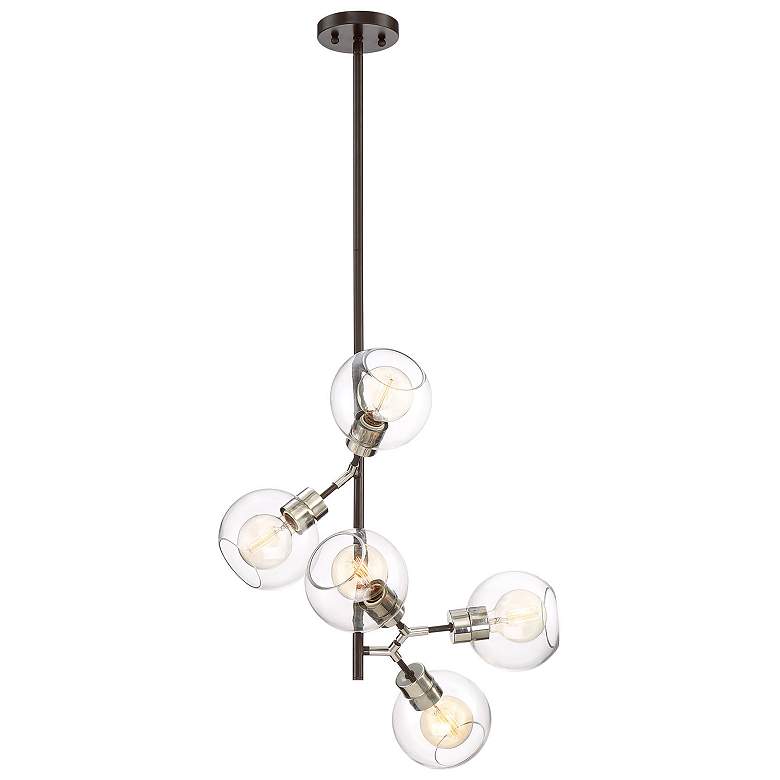 Image 1 Pierre 5-Light 42 Inch Polished Nickel Matte Black Vertical Globe Pendant