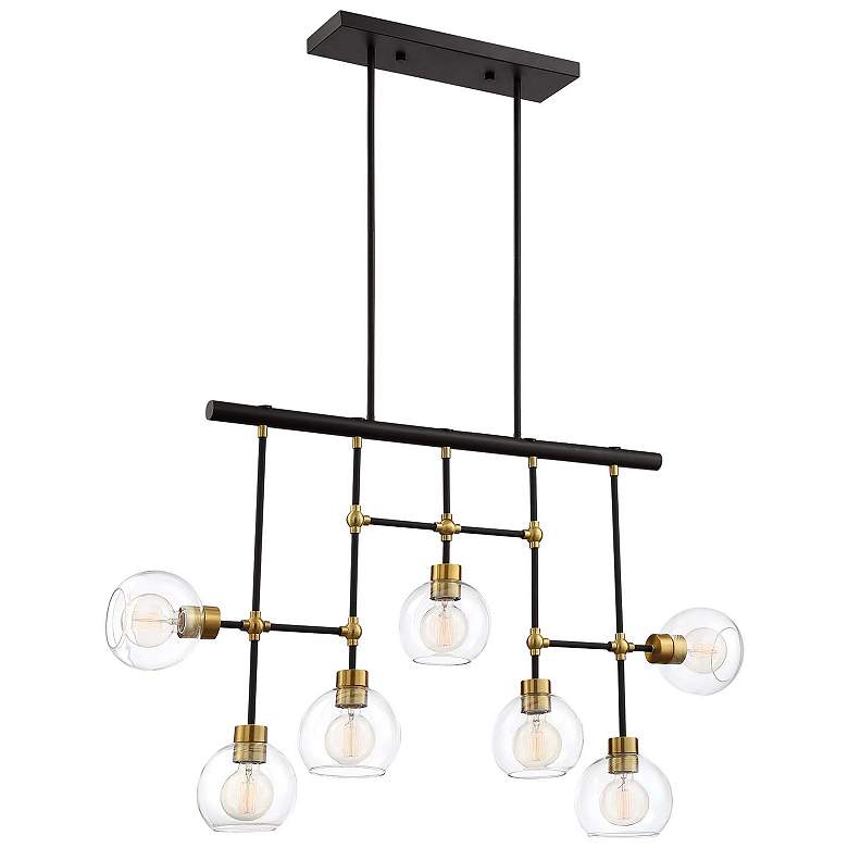 Image 1 Pierre 7-Light 42 In Geometric Globe Polished Brass Matte Black Chandelier