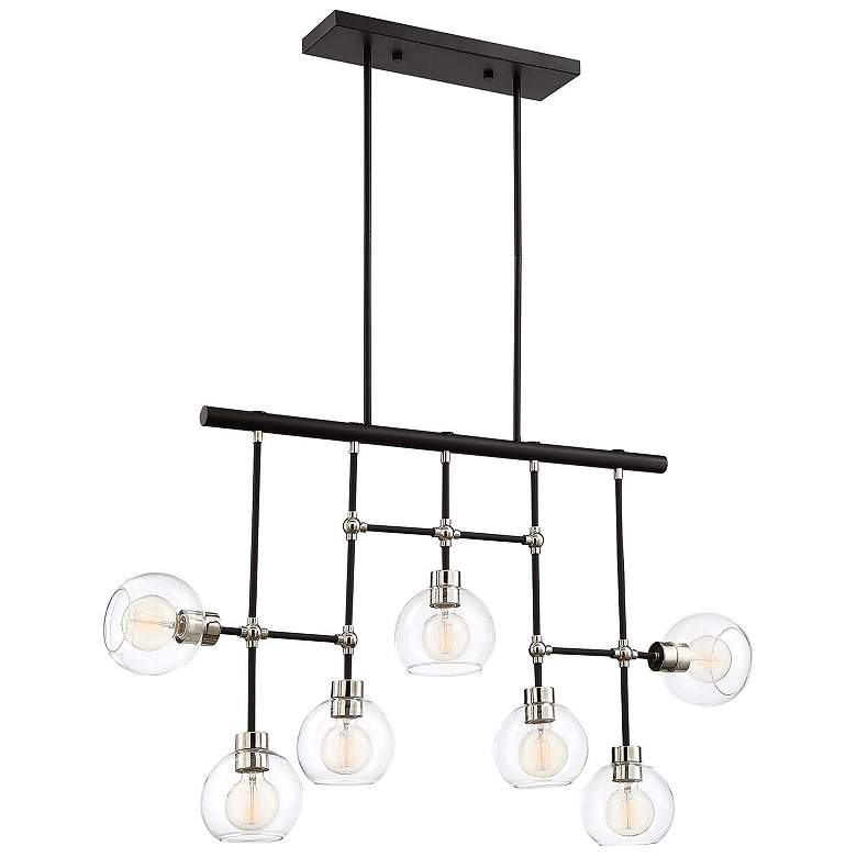 Image 1 Pierre 7-Light 42 In Geometric Globe Polished Nickel Matte Black Chandelier