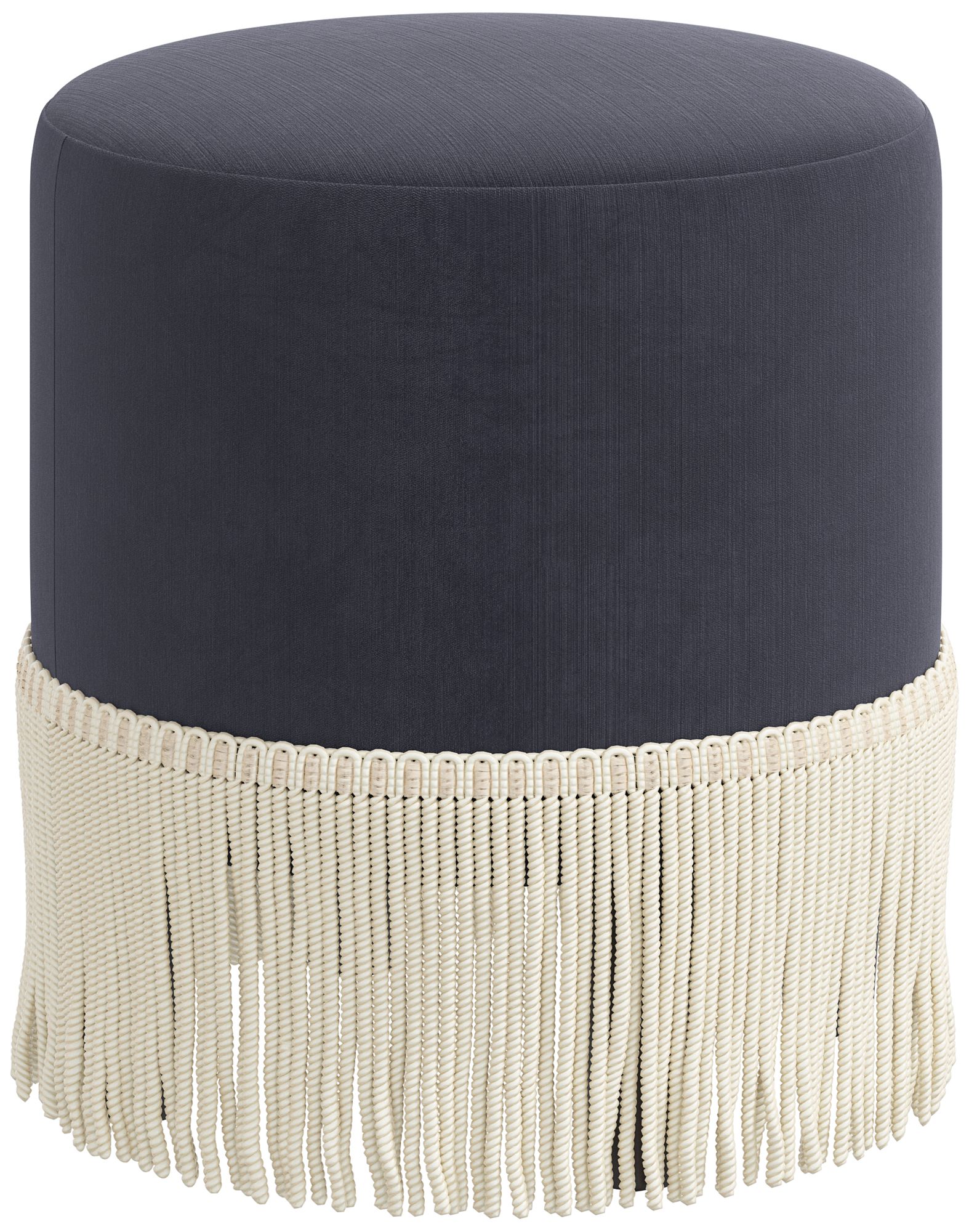 Pierre Fringe Titan 18" Fringe Trim Fabric Round Ottoman Made to Order