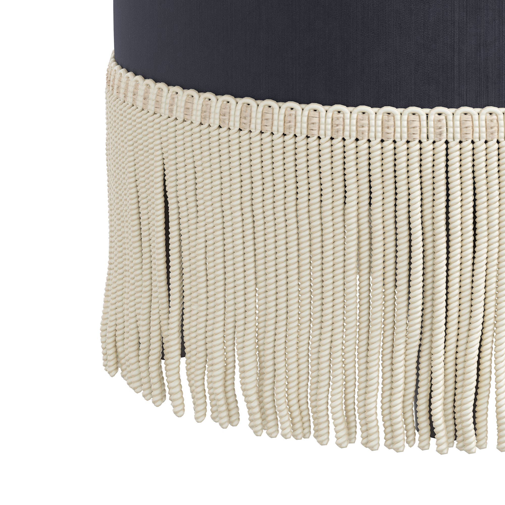 Image 2 Pierre Fringe Titan 18" Fringe Trim Fabric Round Ottoman Made to Order more views