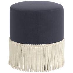 Pierre Fringe Titan 18" Wide Fringe Trim Ocean Fabric Round Ottoman