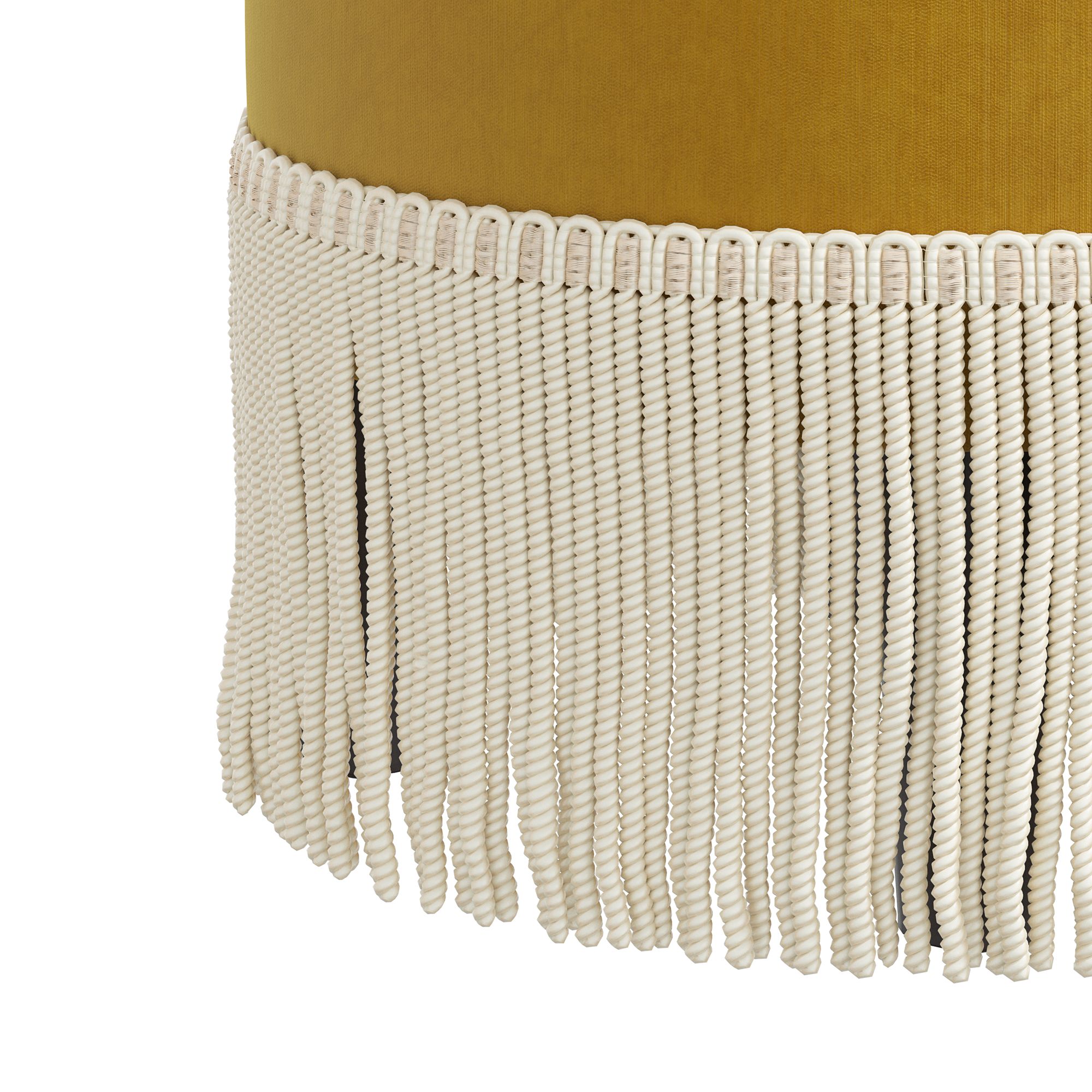 Image 2 Pierre Fringe Titan Citronella Fabric Round Ottoman - Made to Order more views