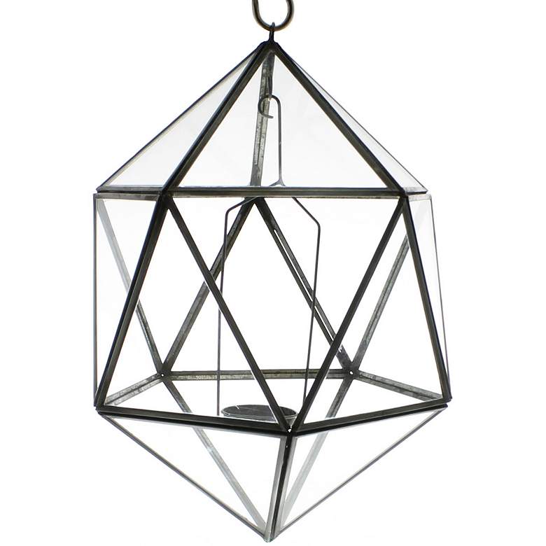 Image 1 Pierre Hanging Glass 7 1/2 inch Wide Icosahedron Luminaria
