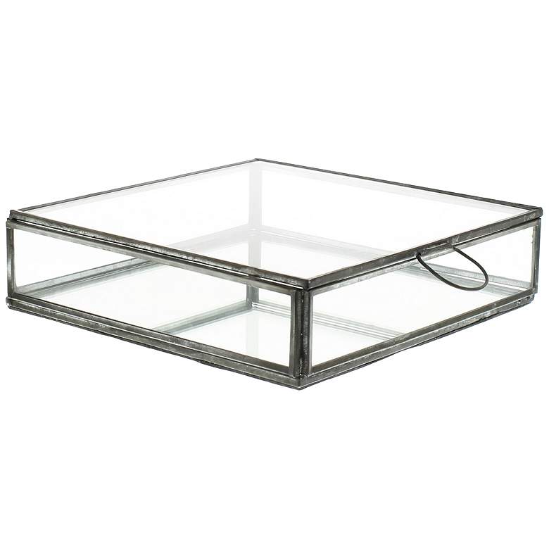 Image 1 Pierre Medium Clear Glass Box with Mirror Bottom