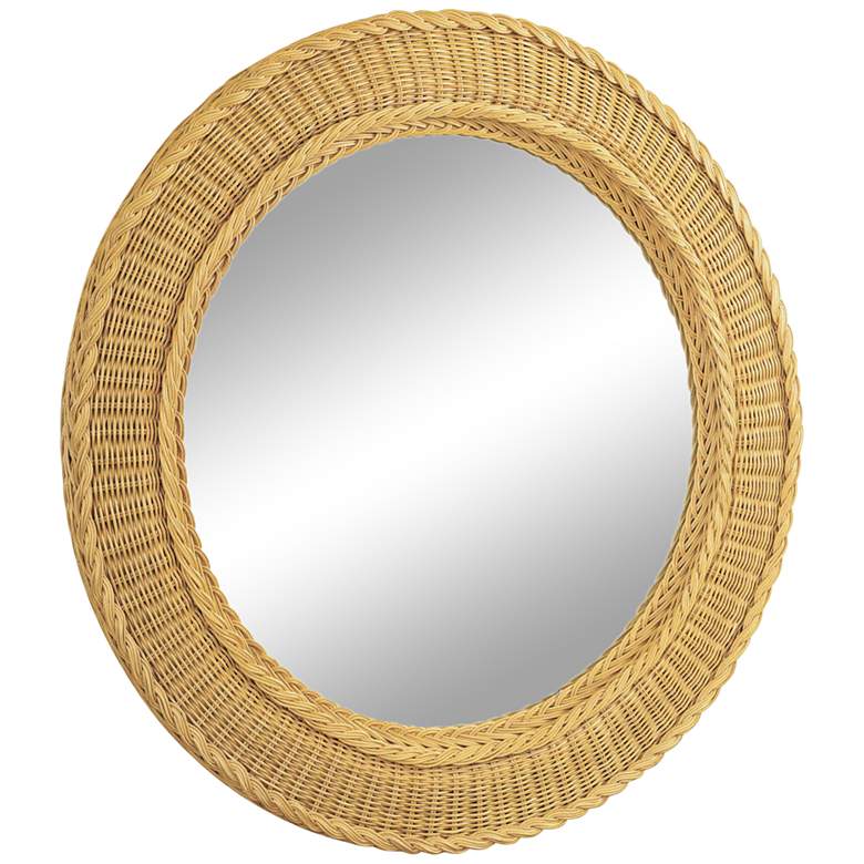 Pierre Natural Rattan 32&quot; Round Wall Mirror
