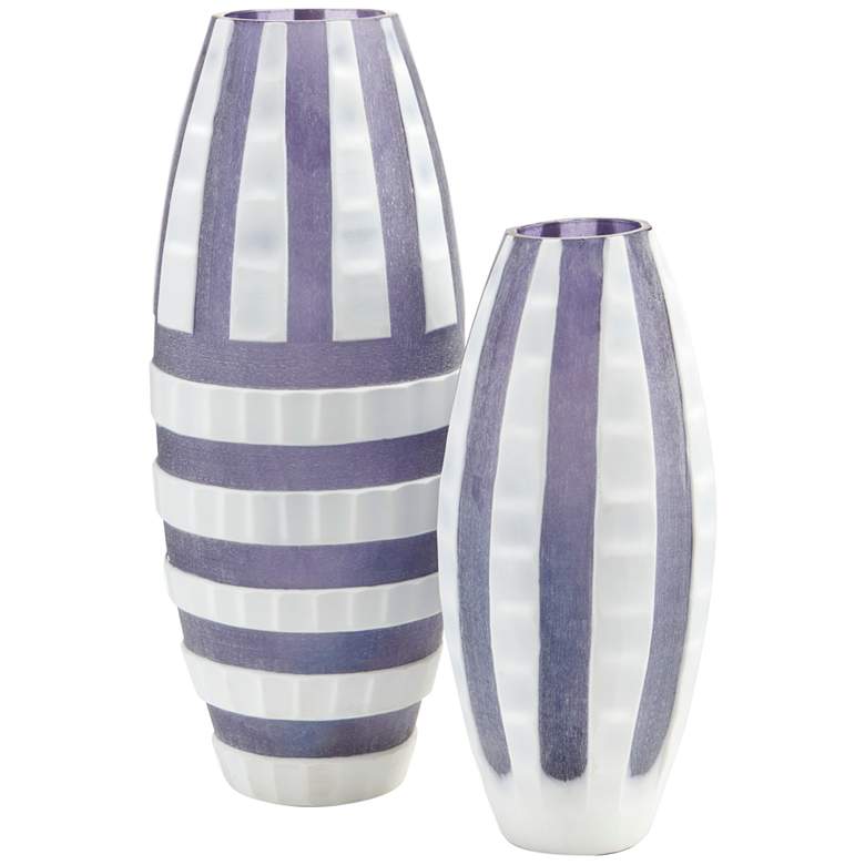 Image 1 Pierrot Purple and White Glass Decorative Vases Set of 2