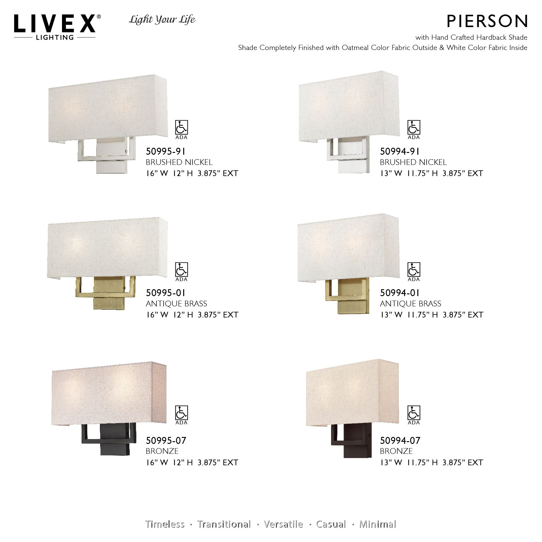 Pierson 2 Light Antique Brass ADA Sconce