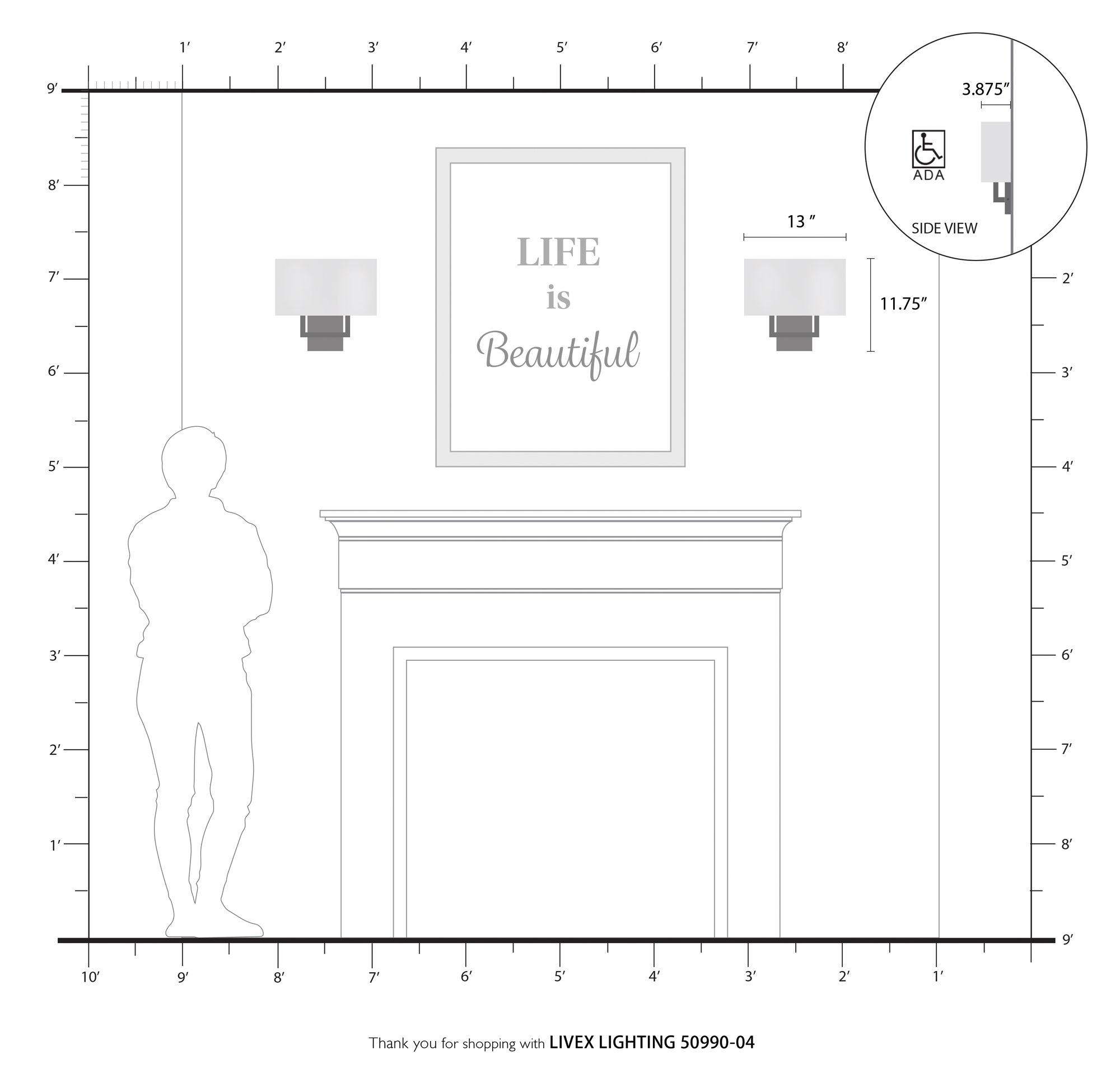 Pierson 2 Light Black ADA Sconce