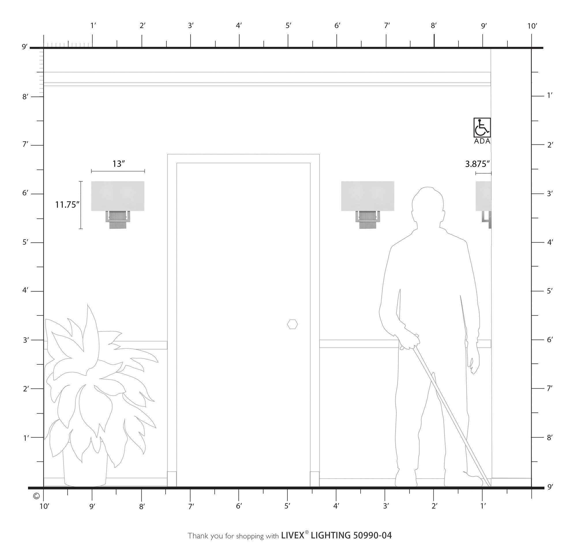 Pierson 2 Light Black ADA Sconce