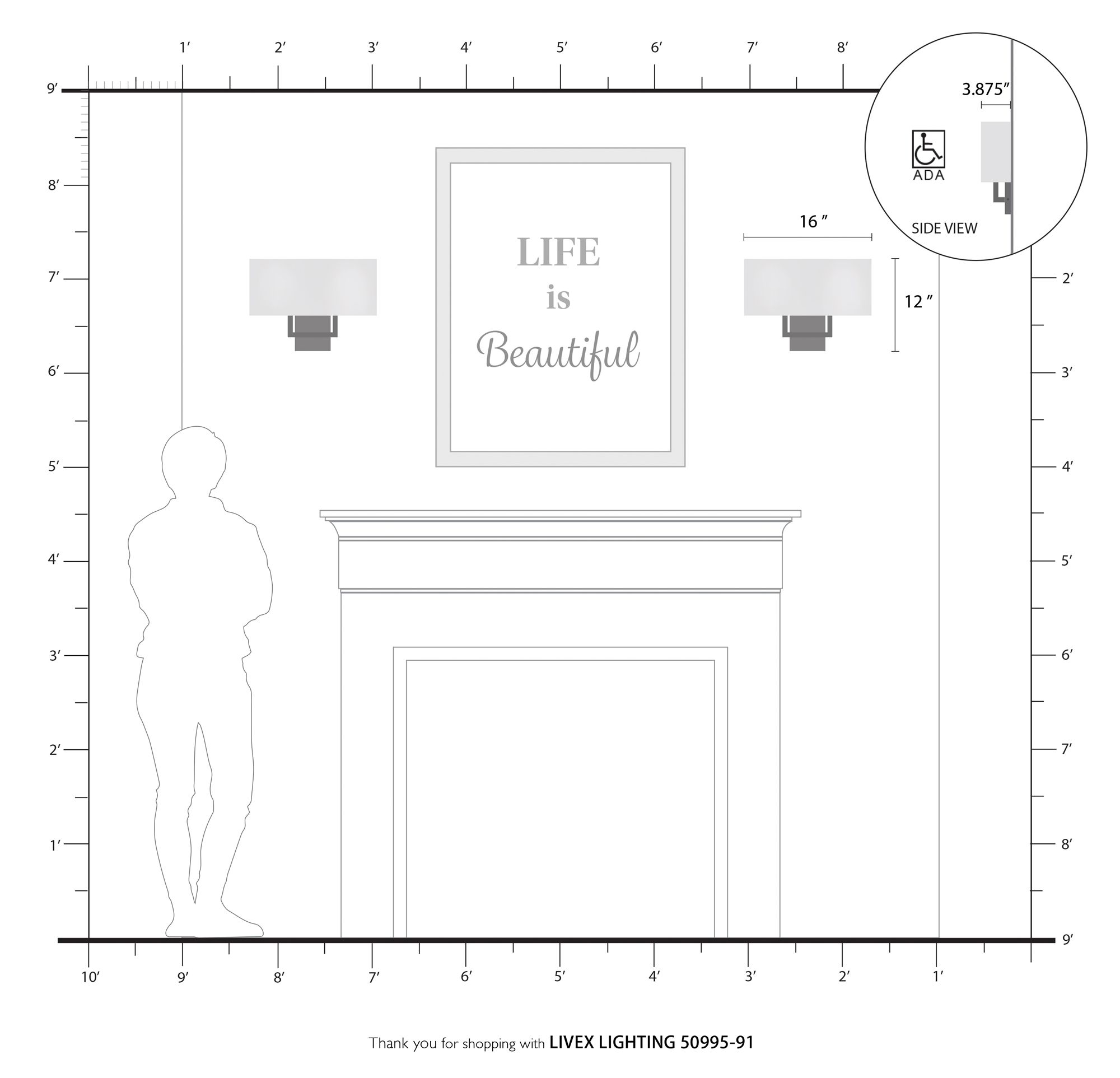 Pierson 2 Light Brushed Nickel ADA Sconce