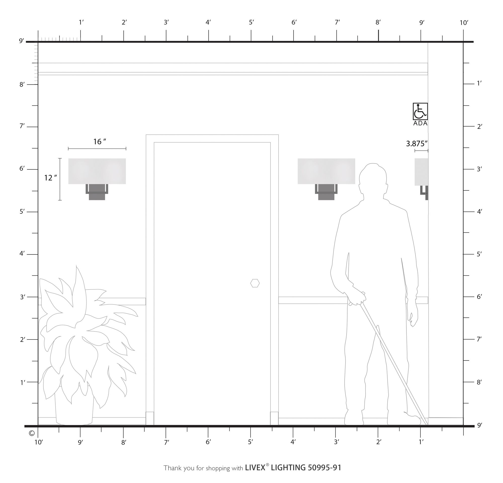 Pierson 2 Light Brushed Nickel ADA Sconce