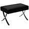Pietro Stainless Steel and Black Leather Ottoman
