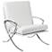 Pietro Stainless Steel and White Leather Lounge Chair