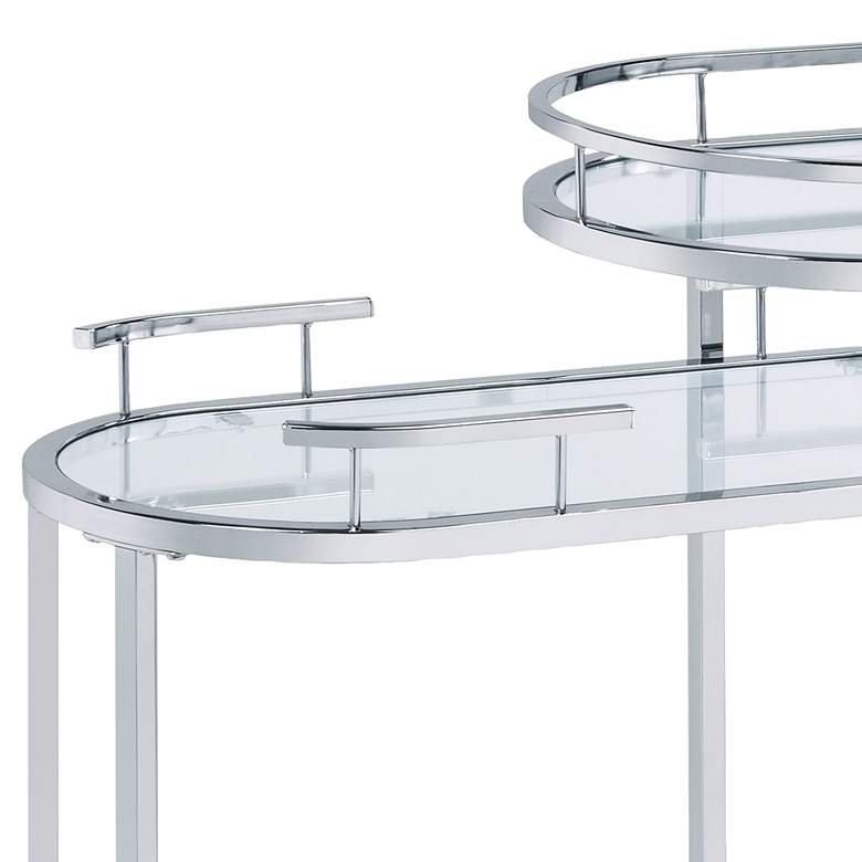 Image 3 Piffo 32" Wide Chrome Metal 3-Tier Modern Serving Cart or Bar Cart more views