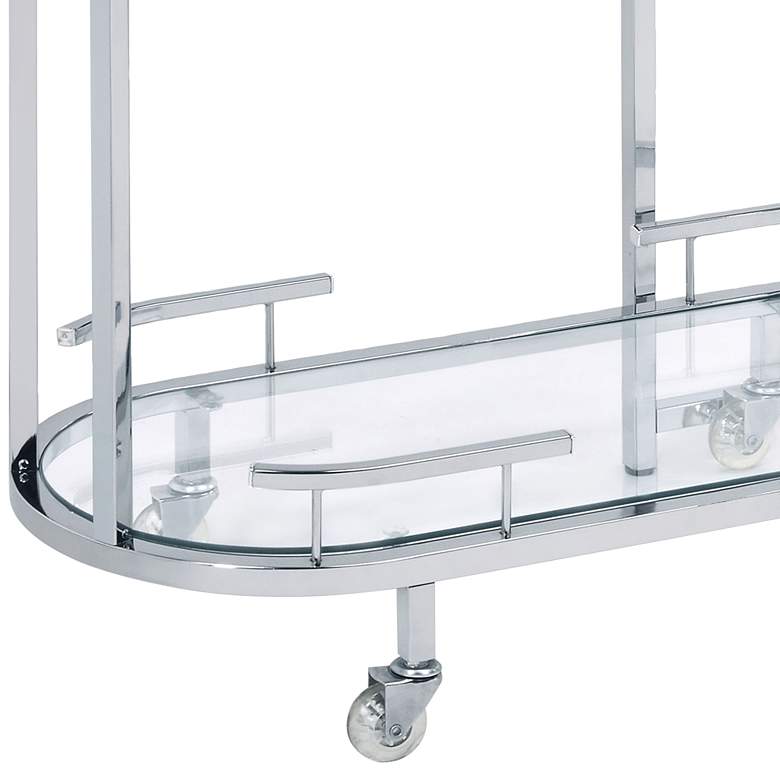 Piffo 32&quot; Wide Chrome Metal 3-Tier Modern Serving Cart or Bar Cart more views