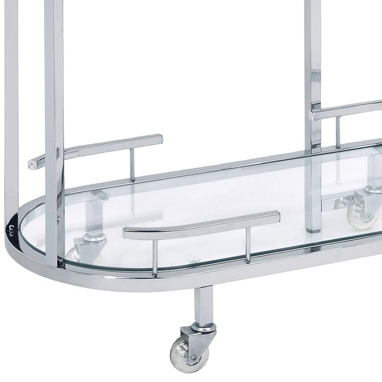 Image 4 Piffo 32" Wide Chrome Metal 3-Tier Modern Serving Cart or Bar Cart more views