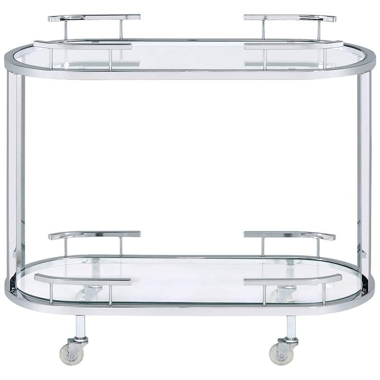 Image 5 Piffo 32" Wide Chrome Metal 3-Tier Modern Serving Cart or Bar Cart more views