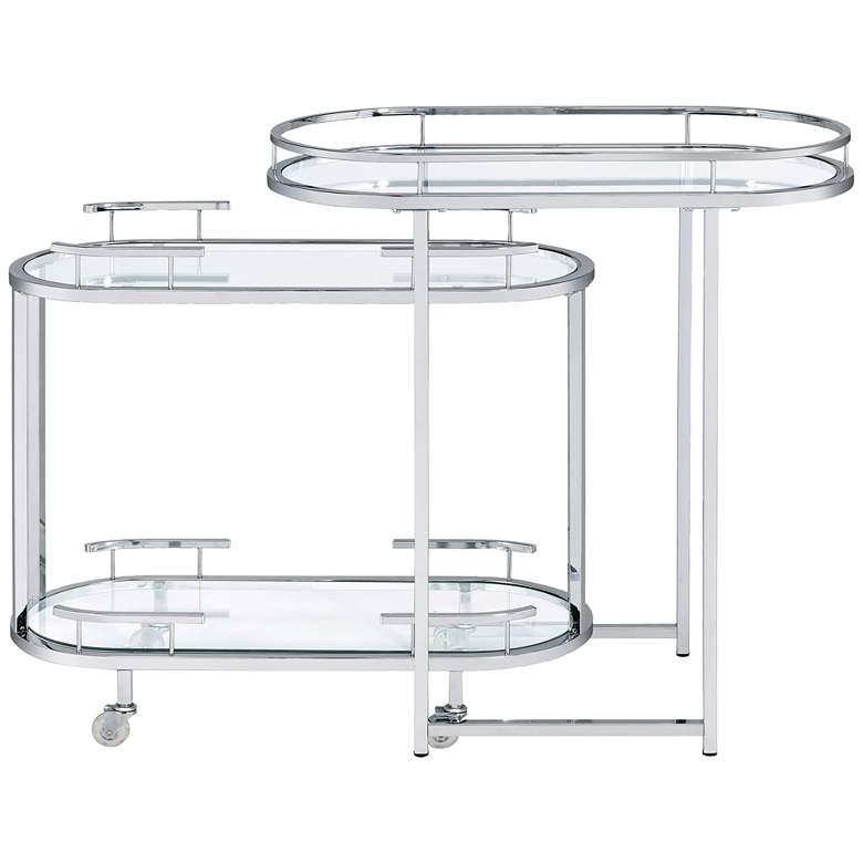 Image 6 Piffo 32" Wide Chrome Metal 3-Tier Modern Serving Cart or Bar Cart more views