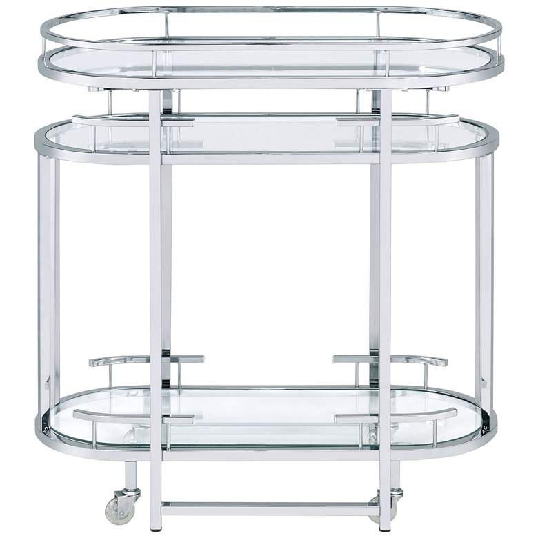 Image 7 Piffo 32" Wide Chrome Metal 3-Tier Modern Serving Cart or Bar Cart more views