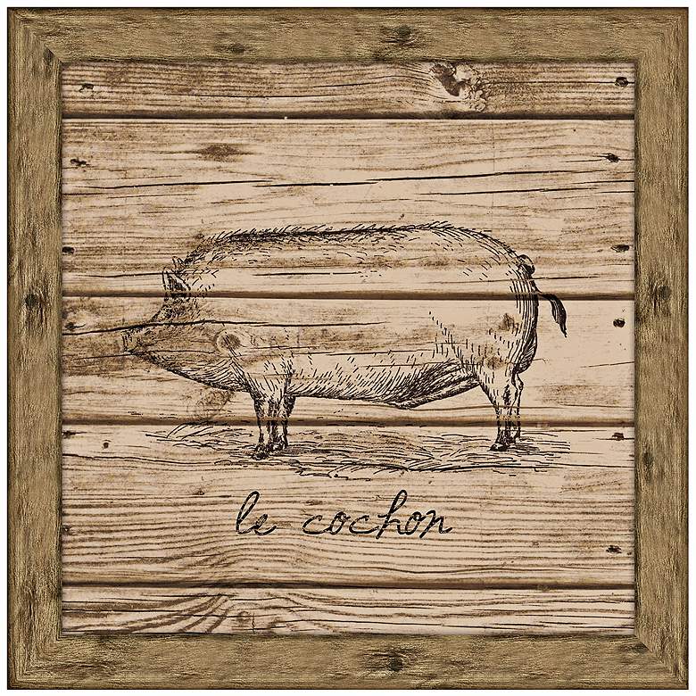 Image 1 Pig on Wood Planks 15 inch Square Framed Wall Art