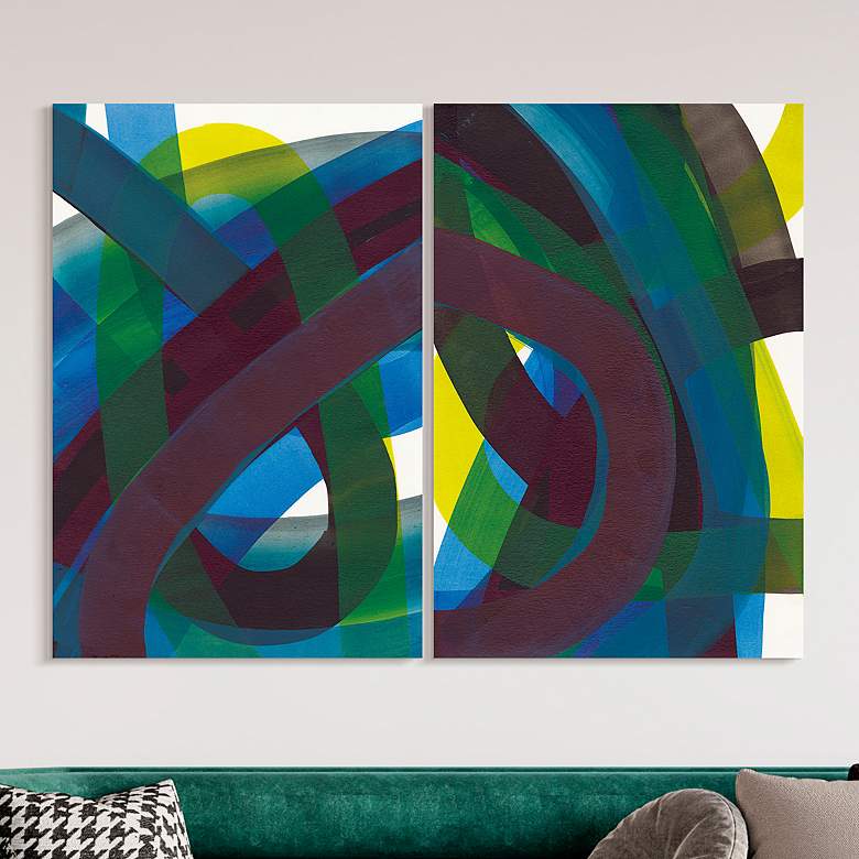 Image 1 Pigment Play I and II 32" x 48" 2-Piece Glass Wall Art Set