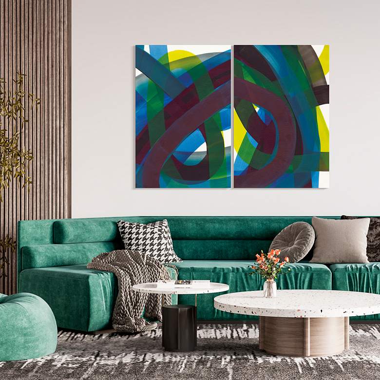 Image 3 Pigment Play I and II 32" x 48" 2-Piece Glass Wall Art Set more views